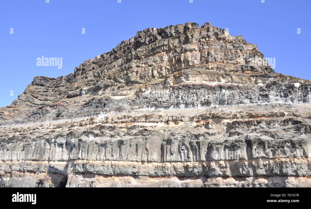 Avvolgimento su strada su una montagna di Gran Canaria Foto Stock