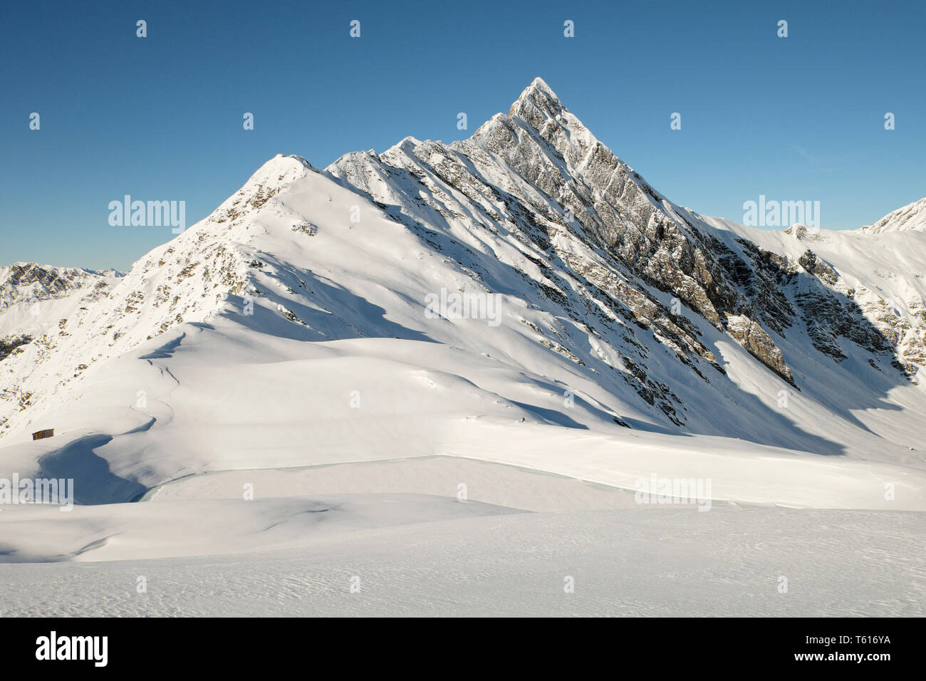 Summit Hornspitze, Alpi di Tux, Tirolo, Austria Foto Stock