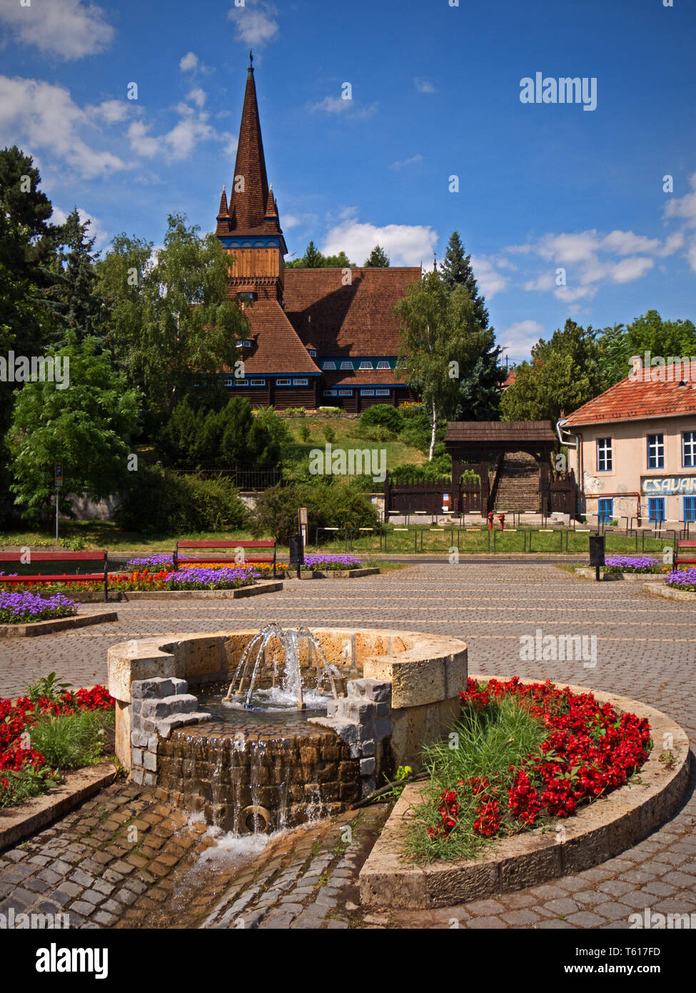 Il Deszkatemplom (chiesa di legno) di Miskolc Foto Stock