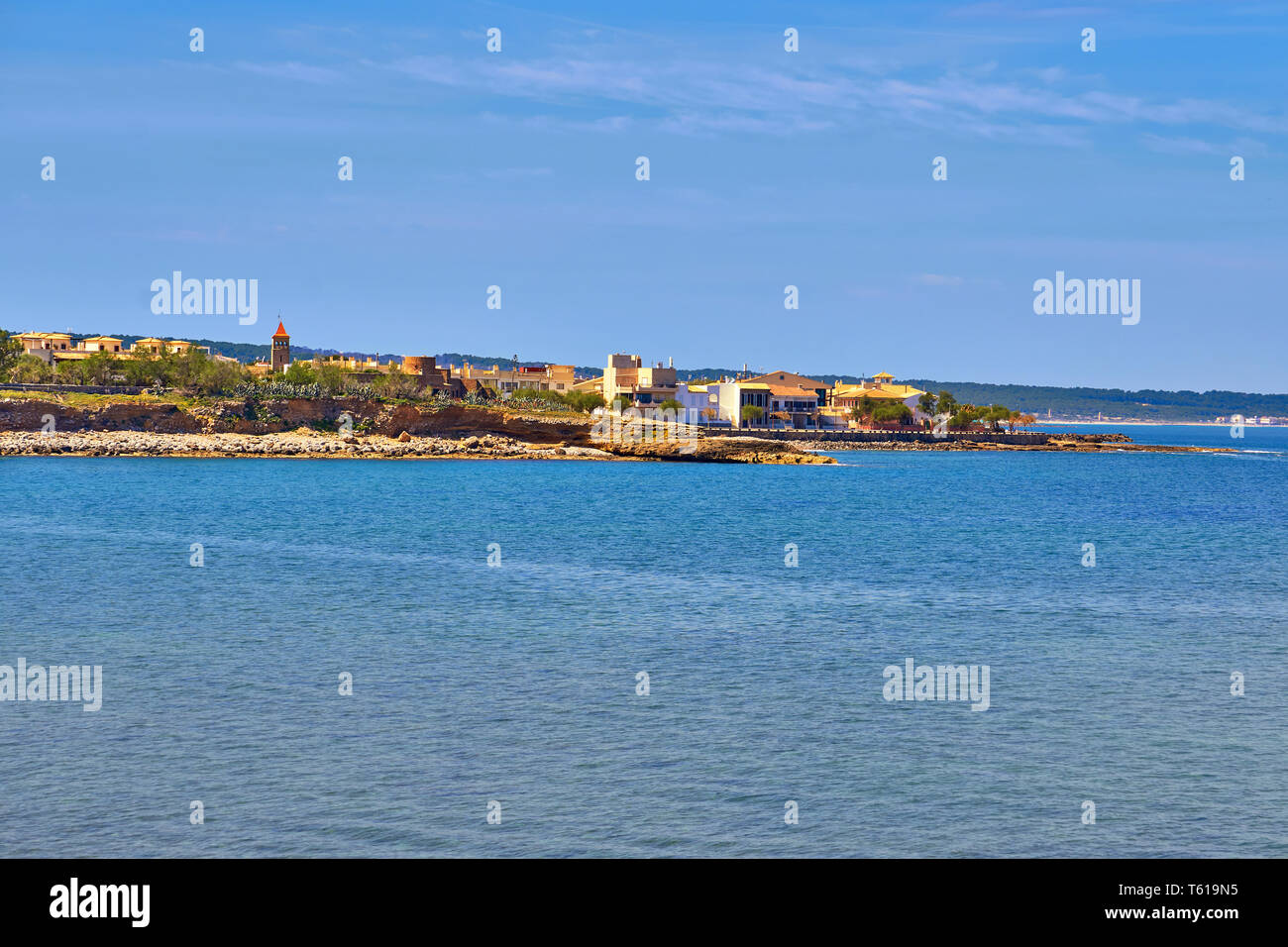 Vista mare Cityscape di Colonia de Sant Pere - Maiorca - Spagna Foto Stock