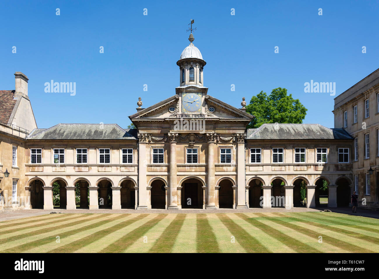 Il quadrangolo, Emmanuel College, Università di Cambridge, St Andrew Street, Cambridge, Cambridgeshire, England, Regno Unito Foto Stock