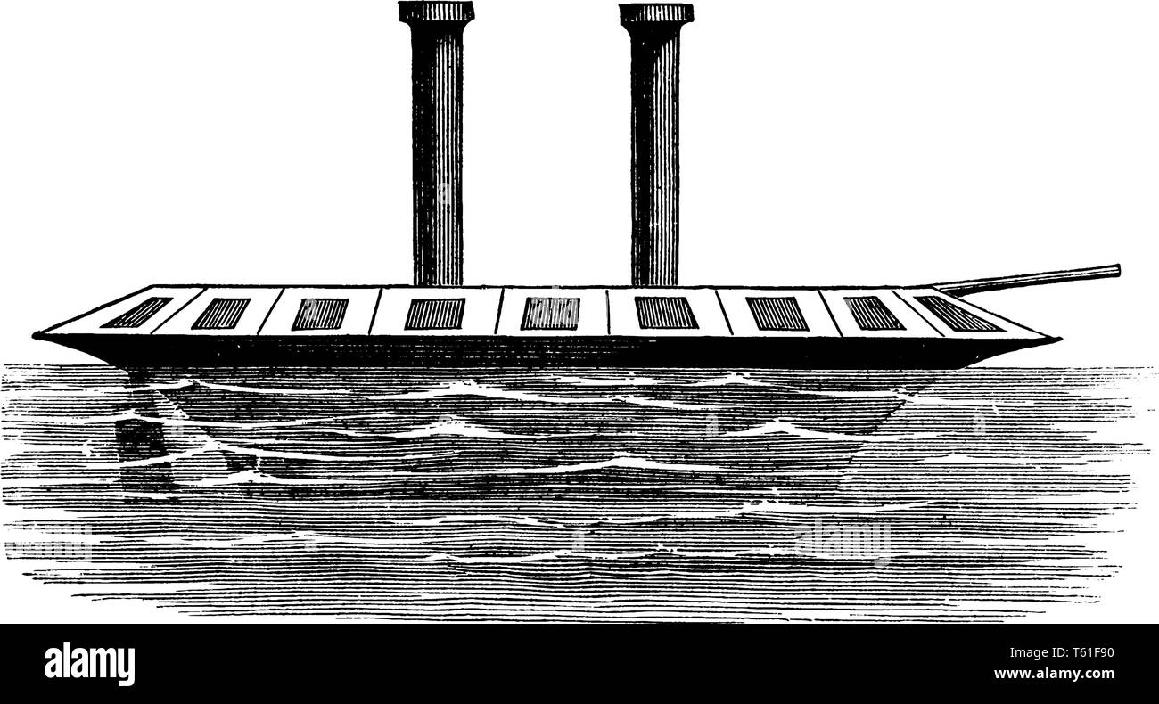 Gregg corazzata è dato il credito della prima proposta definitiva per una corazzata nave nel 1813, vintage disegno della linea di incisione o illustrazione. Illustrazione Vettoriale