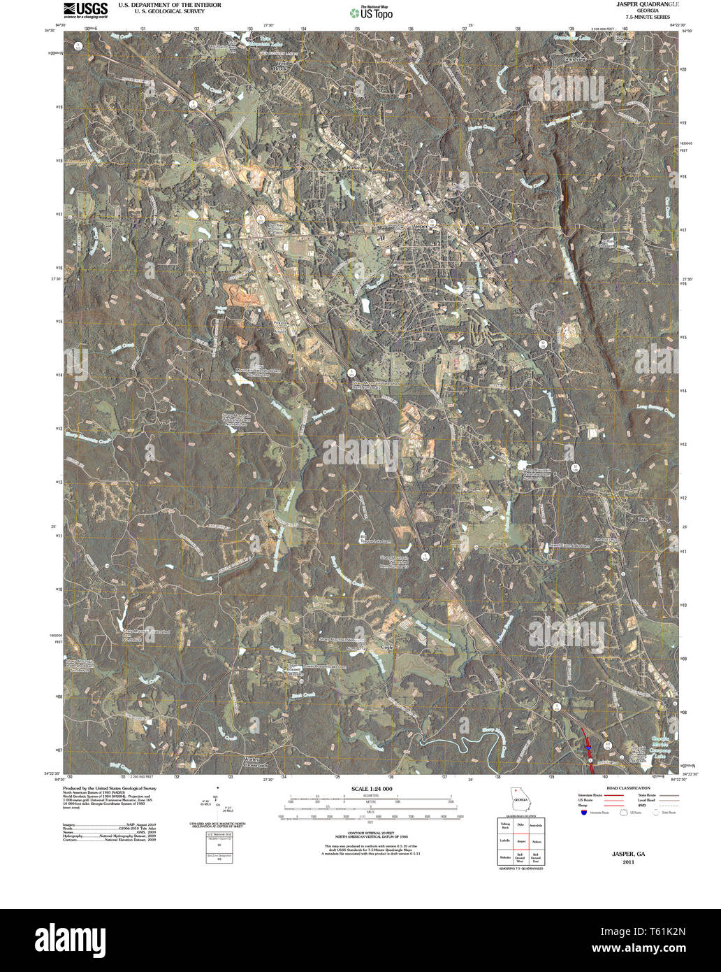 USGS TOPO Map Georgia GA Jasper 20110310 TM il restauro Foto Stock