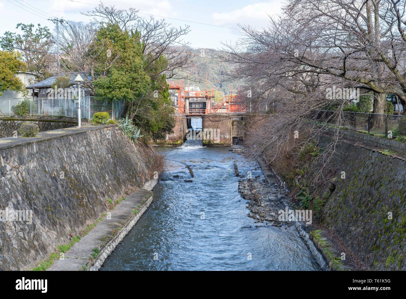 Ebisu fiume centrale idroelettrica, Sakyo-Ku, Kyoto, Giappone Foto Stock