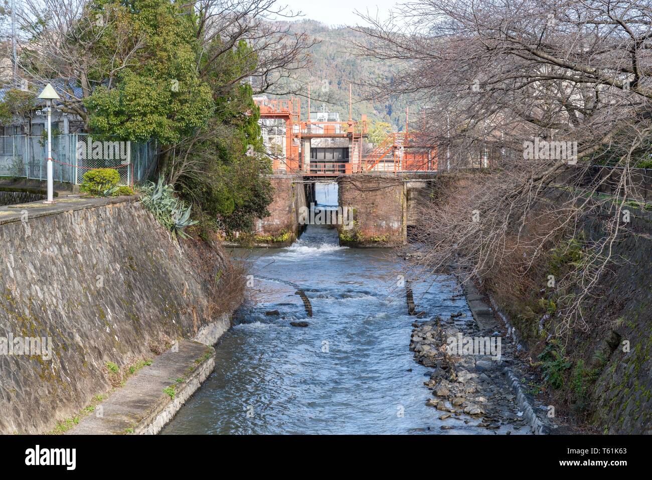 Ebisu fiume centrale idroelettrica, Sakyo-Ku, Kyoto, Giappone Foto Stock