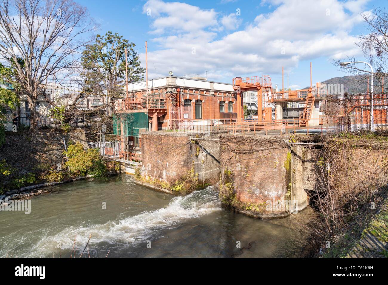 Ebisu fiume centrale idroelettrica, Sakyo-Ku, Kyoto, Giappone Foto Stock