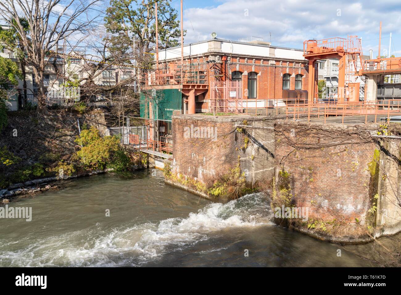 Ebisu fiume centrale idroelettrica, Sakyo-Ku, Kyoto, Giappone Foto Stock