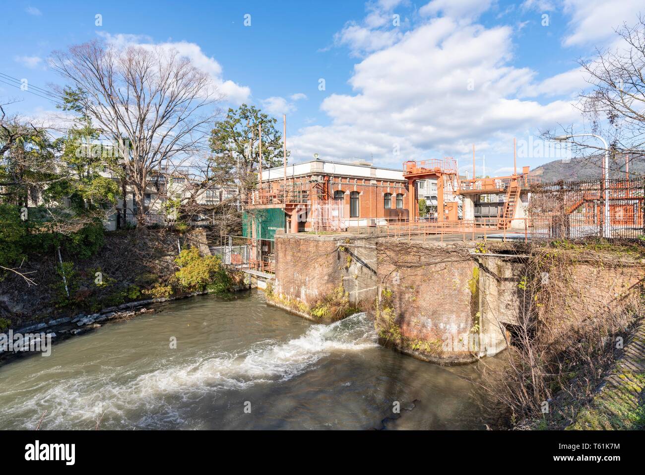 Ebisu fiume centrale idroelettrica, Sakyo-Ku, Kyoto, Giappone Foto Stock