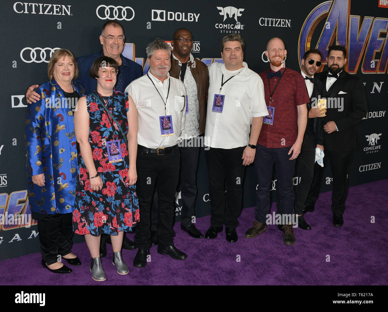 Weta Digital Visual Effects Team assiste la Premiere mondiale di Walt Disney Studios Motion Pictures vendicatori Endgame al Los Angeles Convention Center in aprile 22, 2019 a Los Angeles, California. Foto Stock