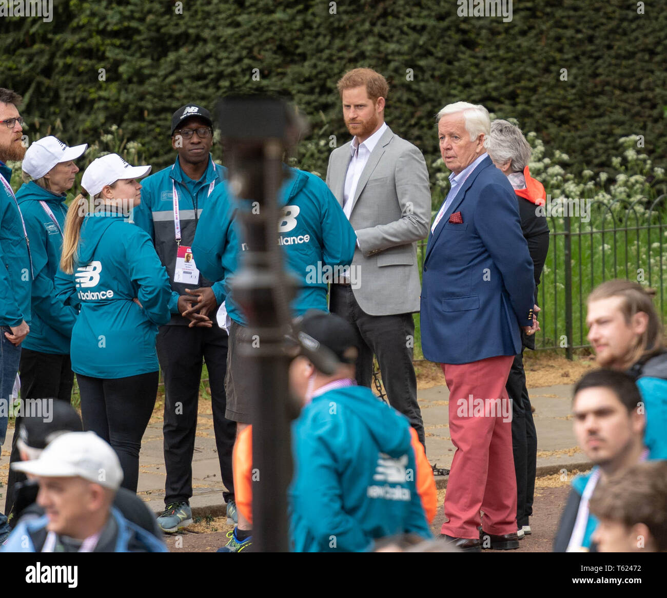 Londra, Regno Unito. Il 28 aprile 2019. Soldi VIRGIN LONDON MARATHON 2019 S.A.R. il principe Harry visiti il credito della Maratona Ian Davidson/Alamy Live News Foto Stock