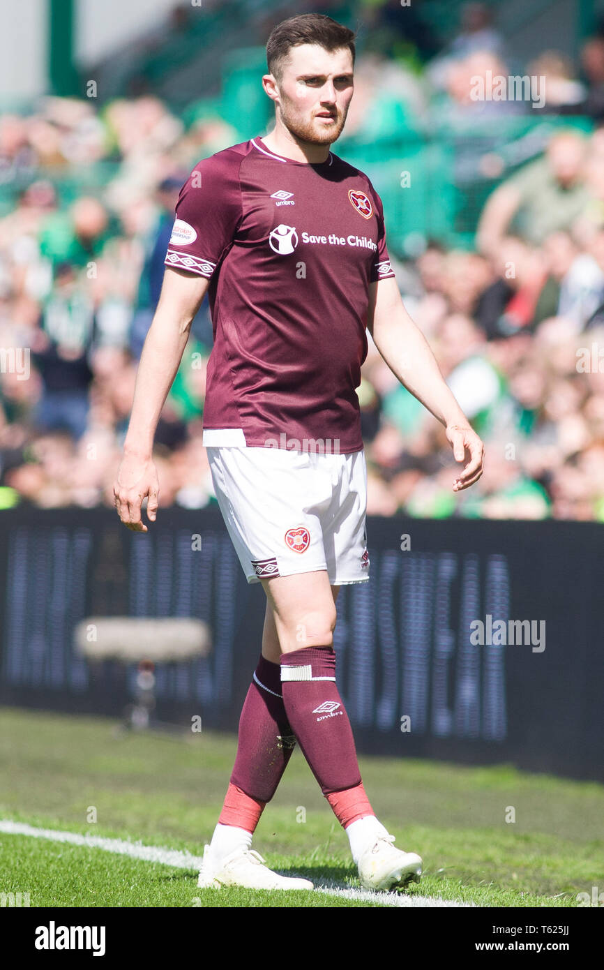 Edinburgh, Regno Unito. Il 28 aprile 2019. John Souttar di cuori durante la Ladbrokes Premiership match tra Hibernian e cuori a Easter Road il 28 aprile 2019 in Edinbugh, UK. Solo uso editoriale, è richiesta una licenza per uso commerciale. Nessun uso in scommesse, giochi o un singolo giocatore/club/league pubblicazione. Credito: Scottish Borders Media/Alamy Live News Foto Stock