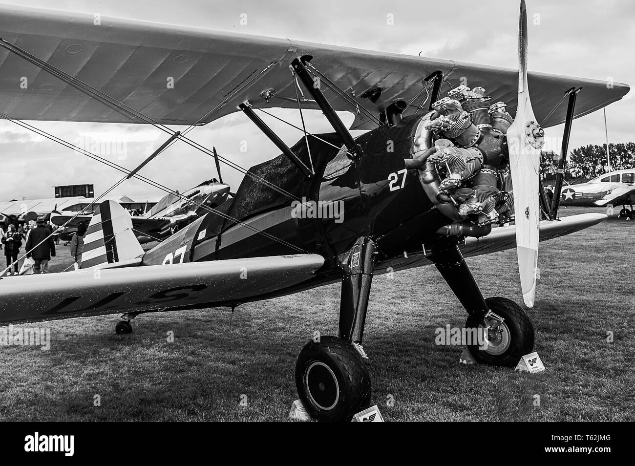 Un 1943 Boeing Stearman B75 sul display statico a Goodwood 2017 Foto Stock