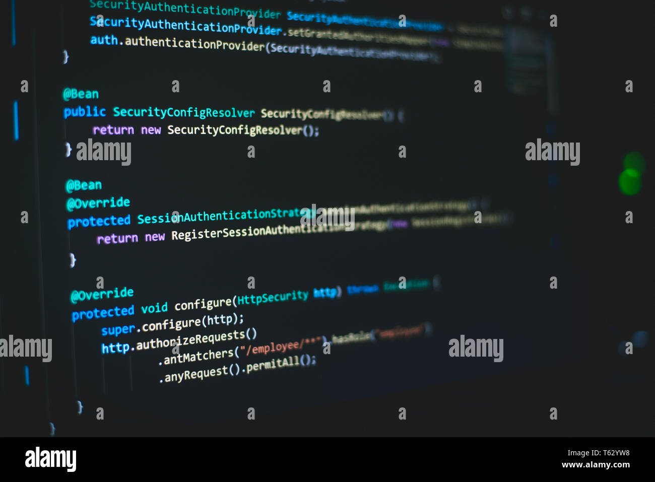 Codice Java la programmazione di sicurezza notturna. Foto Stock