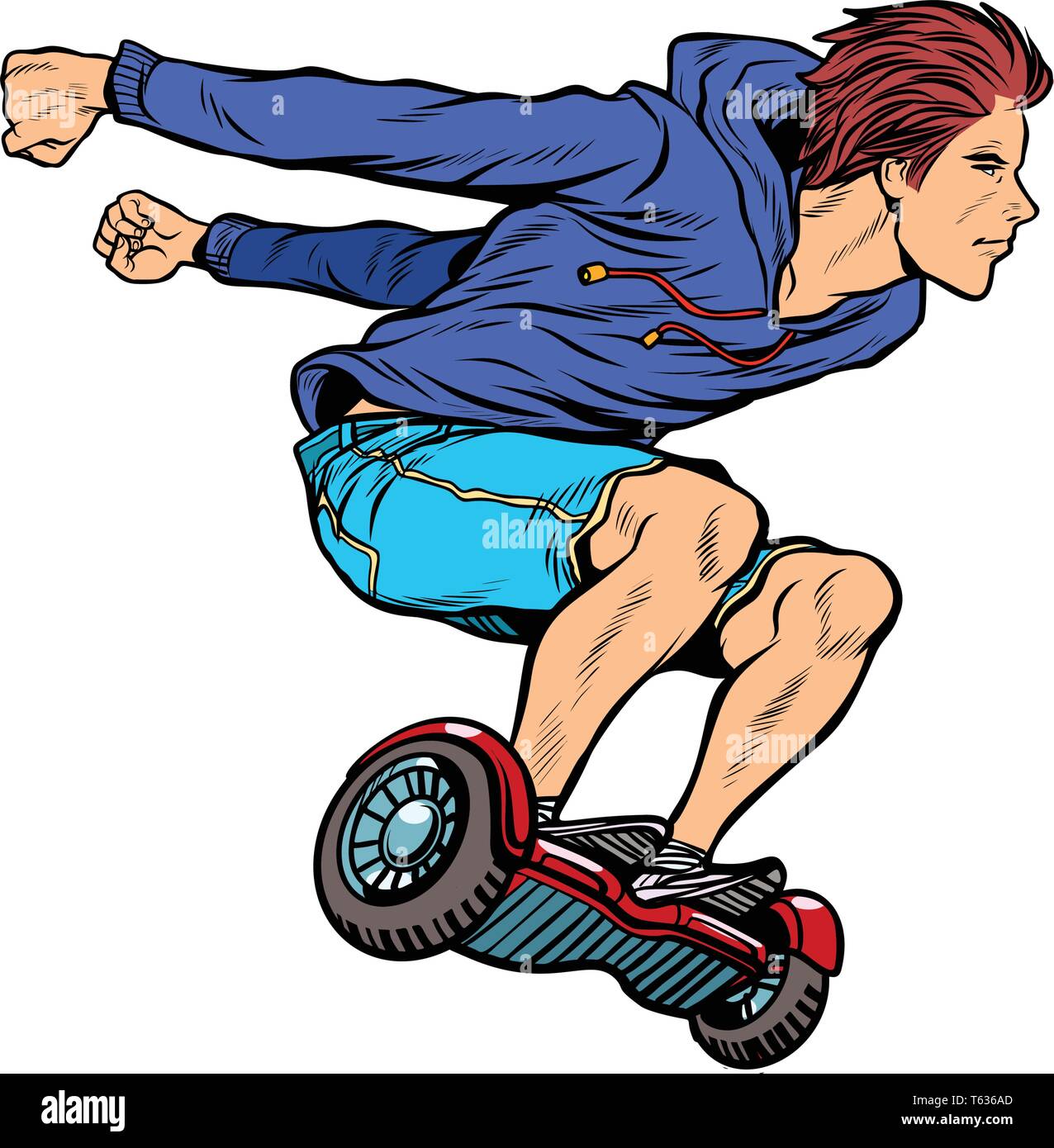 Extreme adolescente su hoverboard Illustrazione Vettoriale