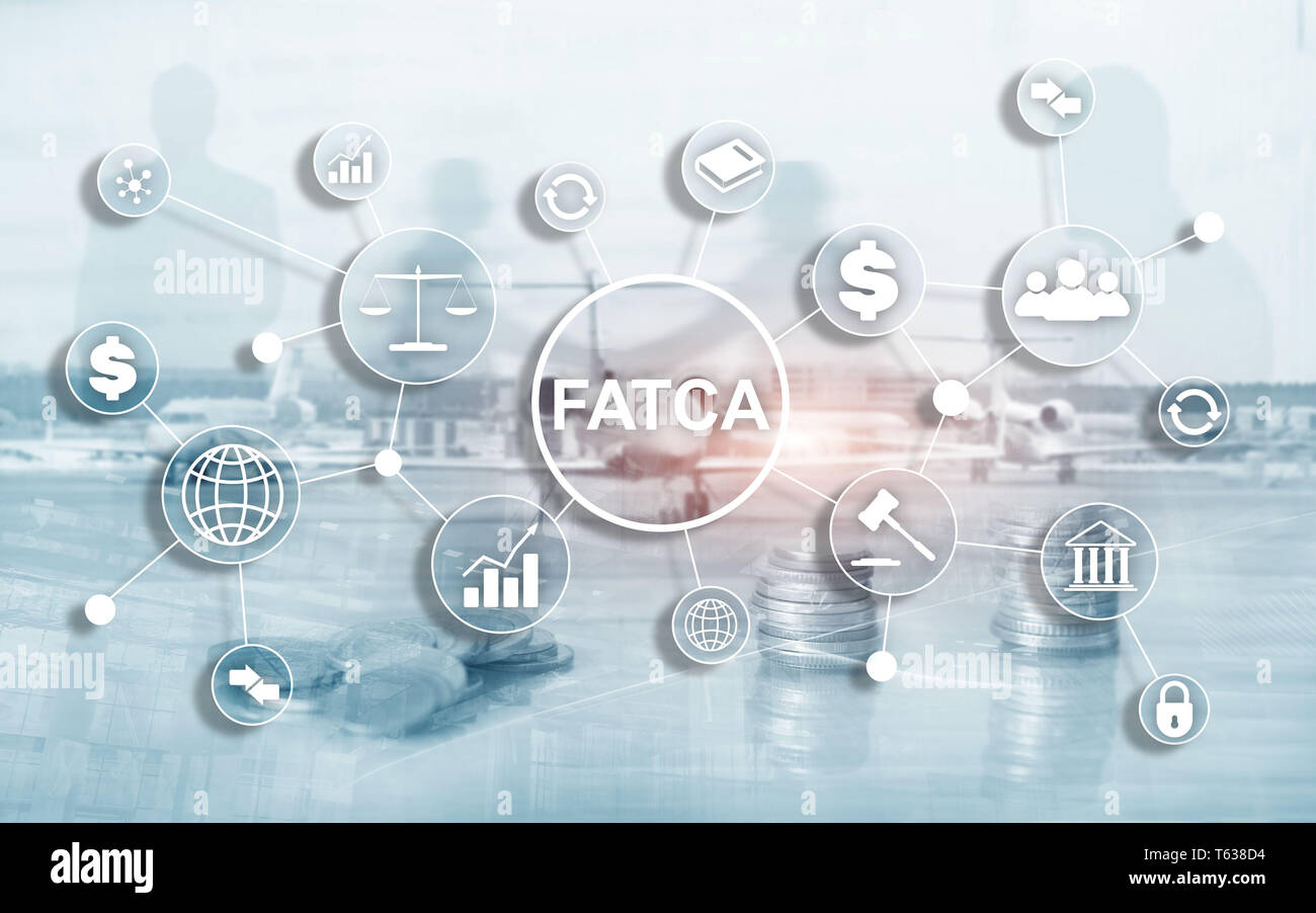 FATCA conto in valuta estera Tax Compliance Act degli Stati Uniti d'America il diritto del governo della finanza aziendale regolamento concetto. Foto Stock