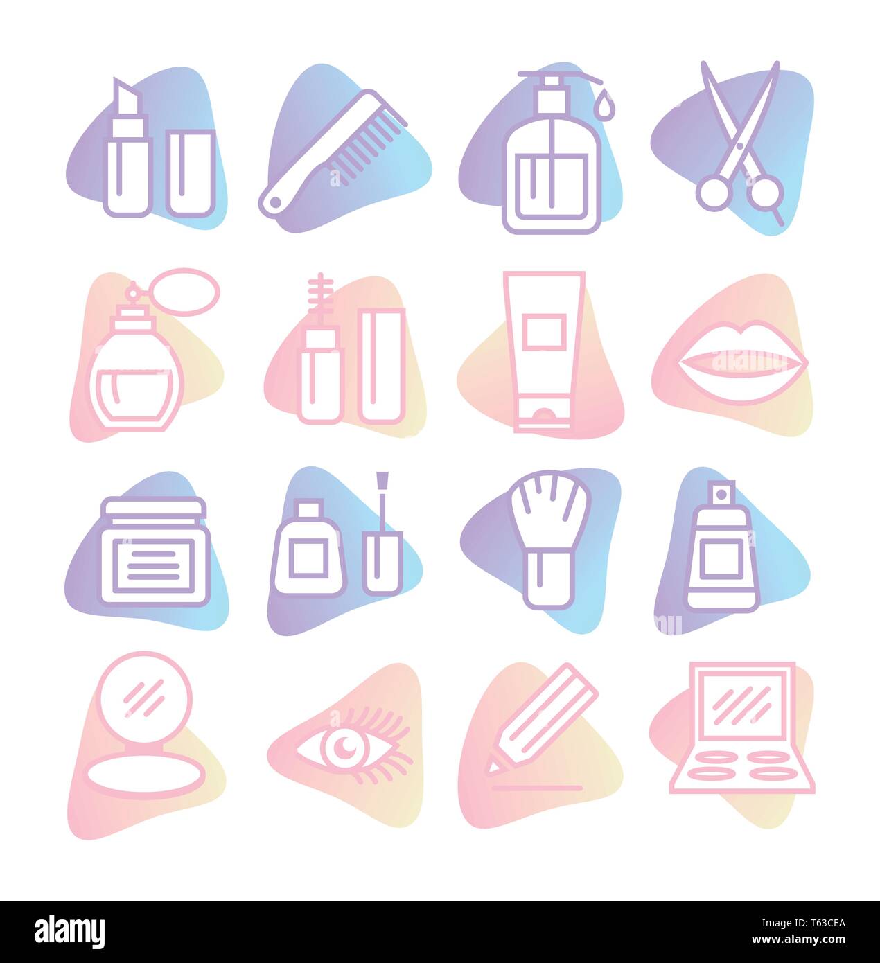 Cosmetici set di icone su sfondo bianco Illustrazione Vettoriale