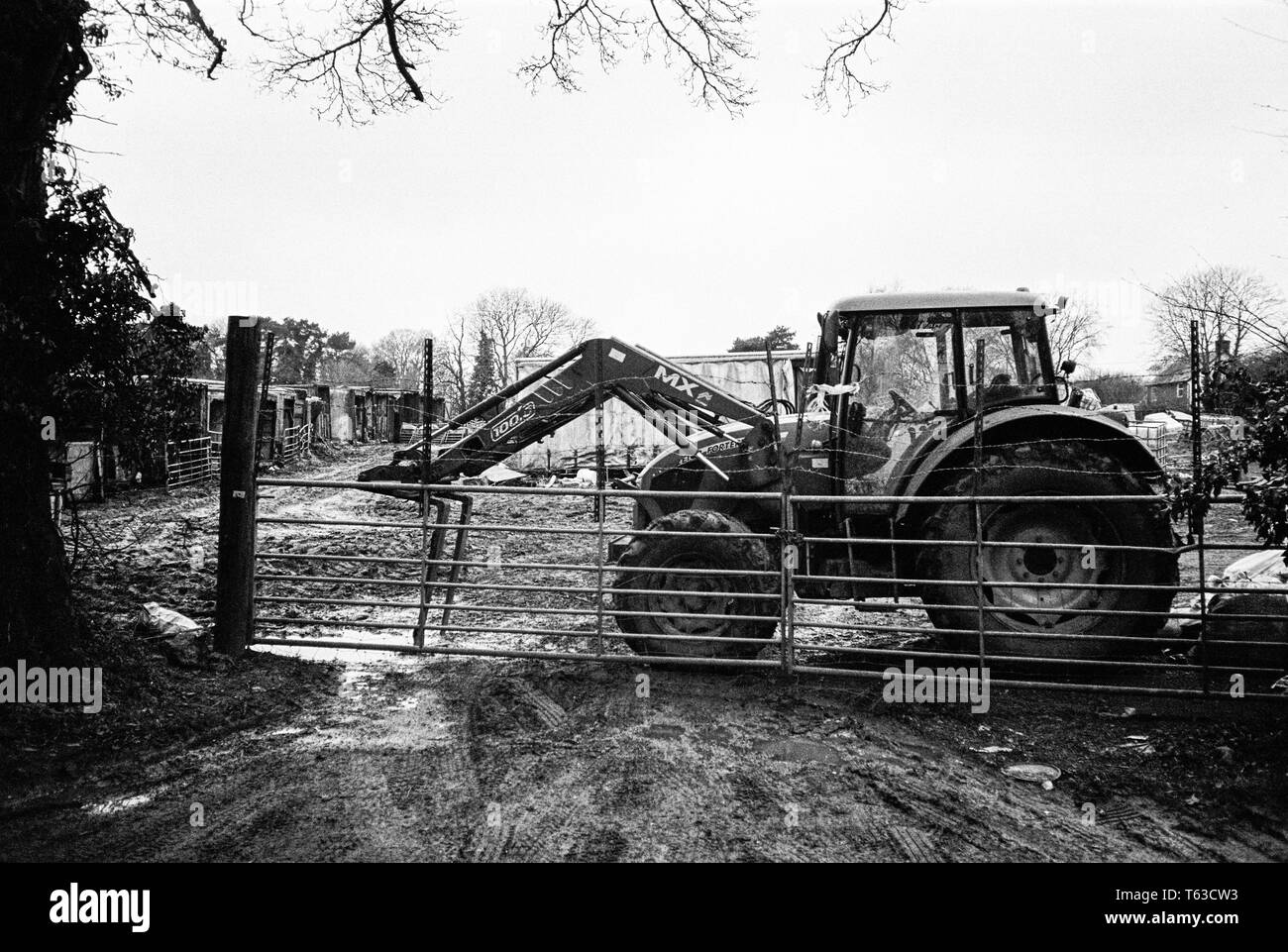 Red trattore agricolo ( zetor forterra ), Medstead, Hampshire, Inghilterra, Regno Unito. Foto Stock