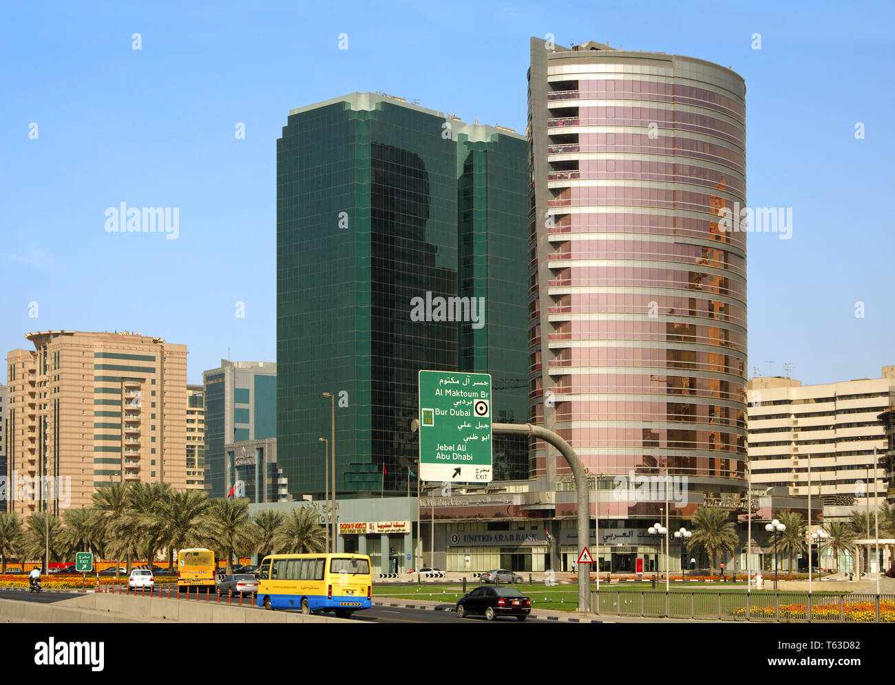 Lo skyline della città di Dubai Foto Stock