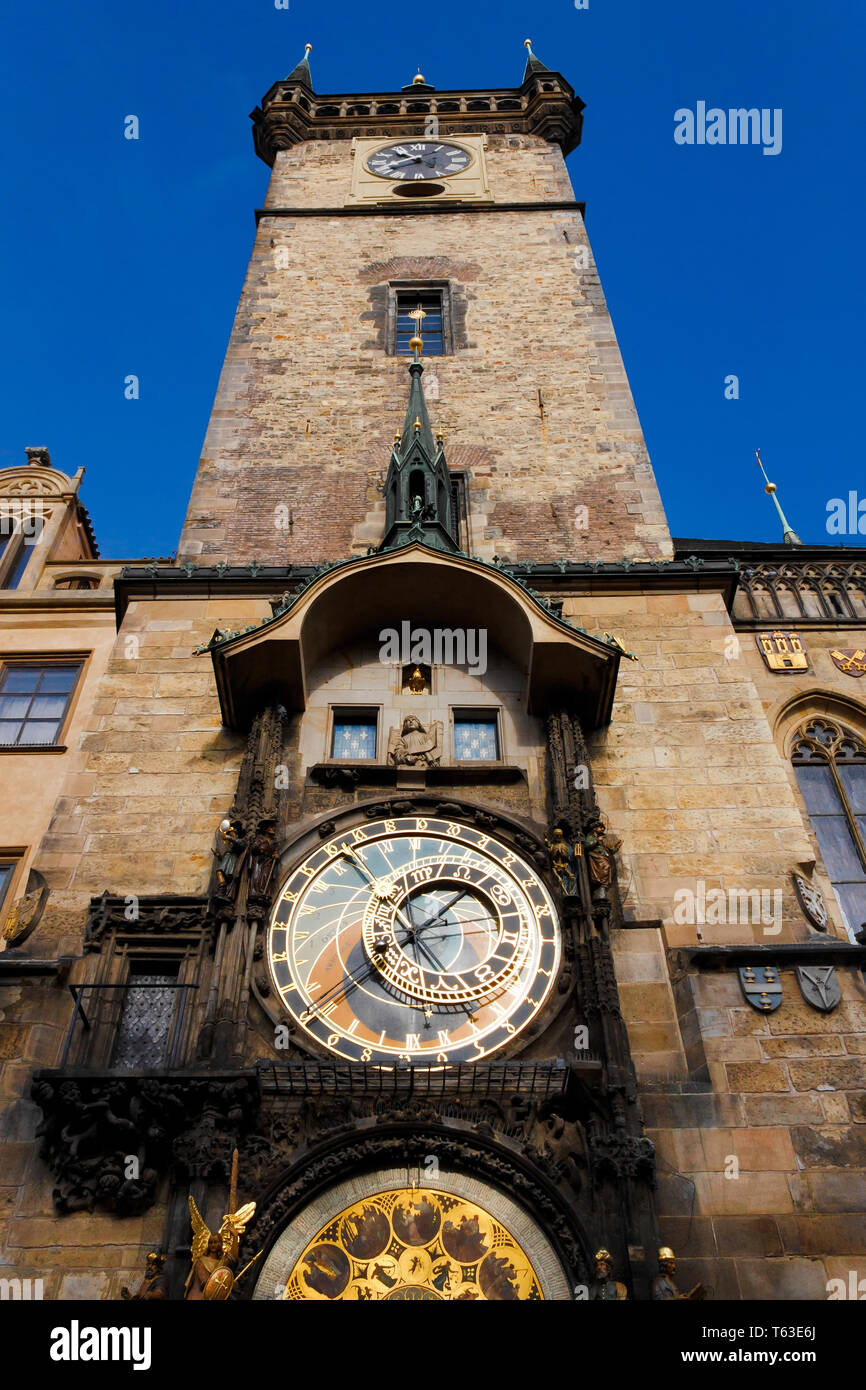 Affascinante Orologio Astronomico di Praga - Praga Orloj Foto Stock