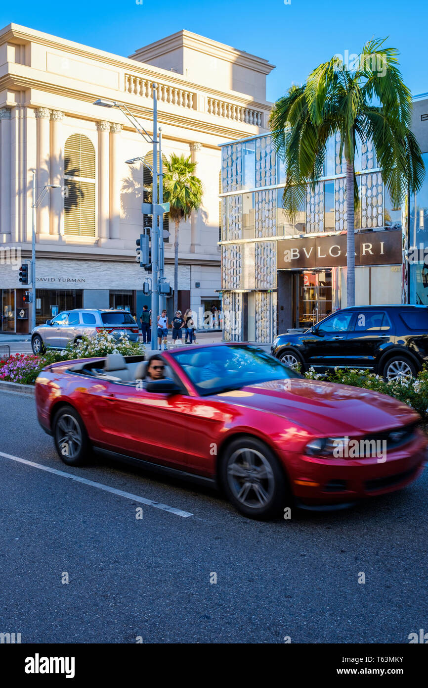 Famosa Rodeo Drive a Beverly Hills Los Angeles, California, Stati Uniti d'America Foto Stock