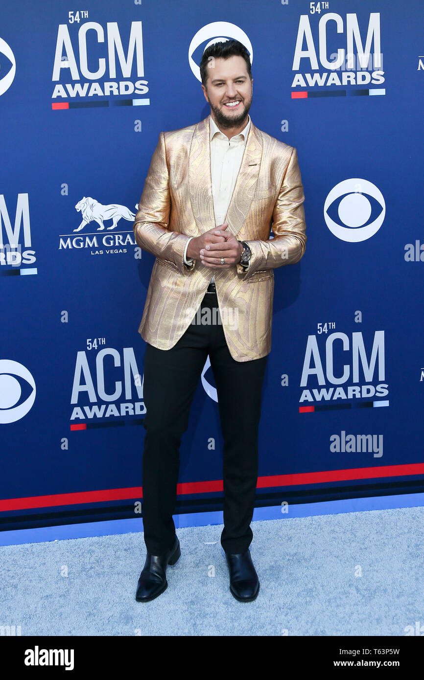 7 aprile 2019 - Las Vegas, Nevada, Stati Uniti - Luca Bryan assiste il 2019 ACM Awards al MGM Grand Arena. (Credito Immagine: © Debby Wong/ZUMA filo) Foto Stock