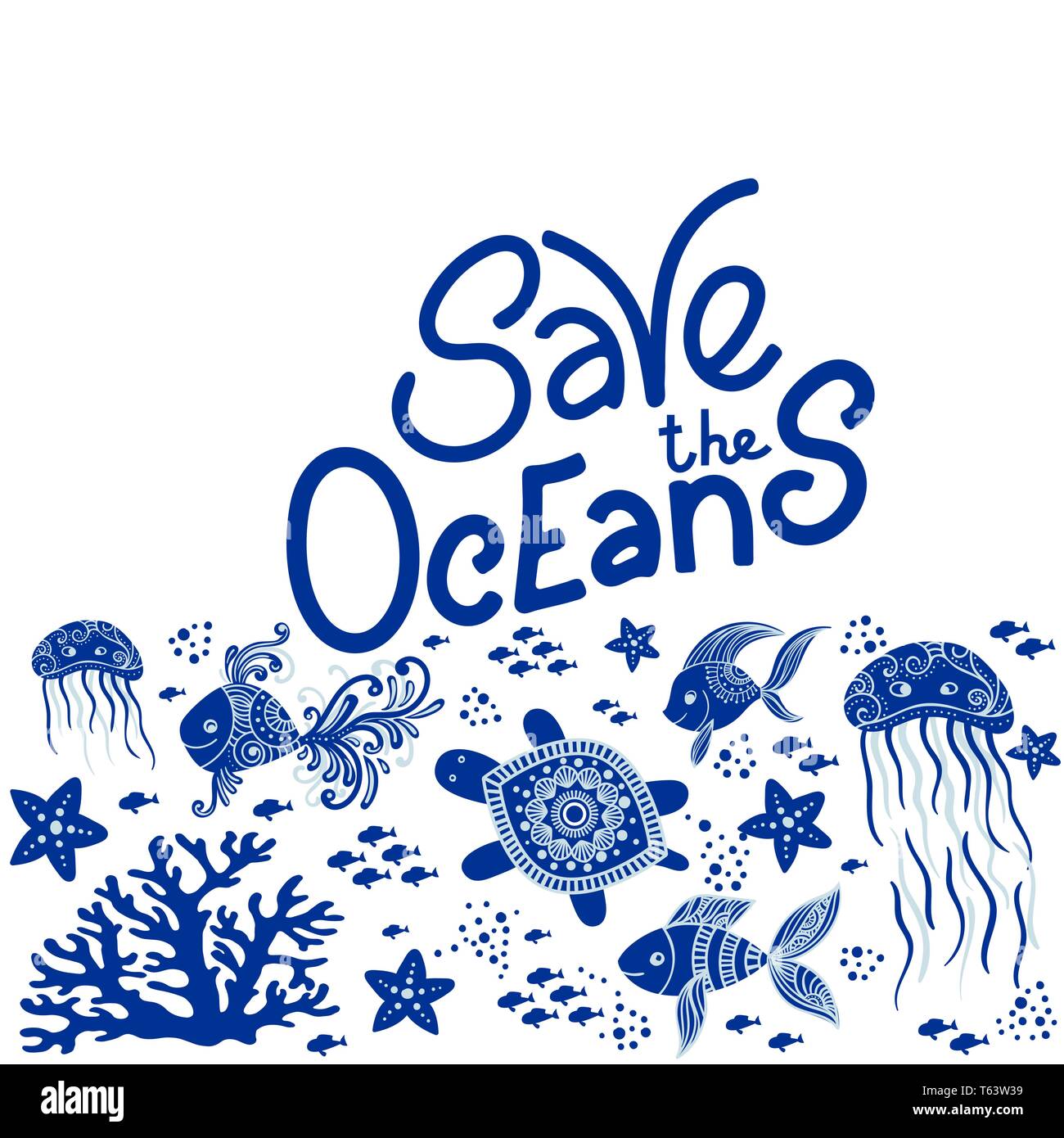 Salva l'oceano disegnate a mano scritte e animali subacquei. Meduse, balene, polpo, starfishes e tartarughe. Illustrazione Vettoriale in stile scarabocchio. Proteggere il concetto di oceano Illustrazione Vettoriale Salva l'oceano disegnate a mano scritte e animali subacquei. Meduse, balene, polpo, starfishes e tartarughe. Illustrazione Vettoriale in stile scarabocchio. Proteggere il concetto di oceano Illustrazione Vettoriale