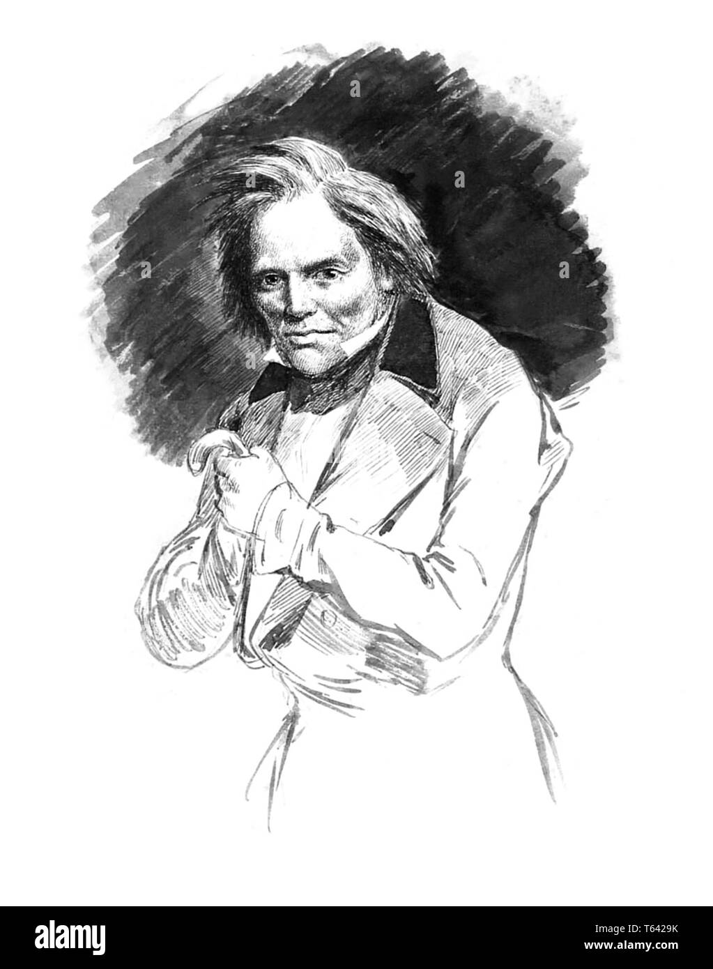 Søren Kierkegaard (1813-1855), Danese teologo e filosofo esistenzialista, in un adattamento di un bozzetto di artista danese Knud Gamborg (1828-1900). Foto Stock