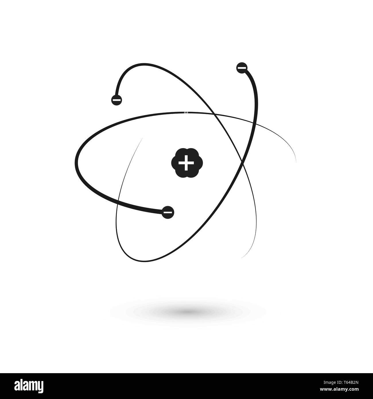 Icona di Atom. Nucleo e gli elettroni. Illustrazione di vettore isolato su sfondo bianco Illustrazione Vettoriale