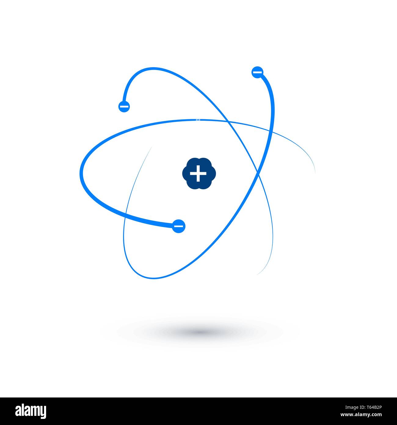 Struttura di Atom. Atomo di blu icona. illustrazione vettoriale isolati su sfondo bianco Illustrazione Vettoriale