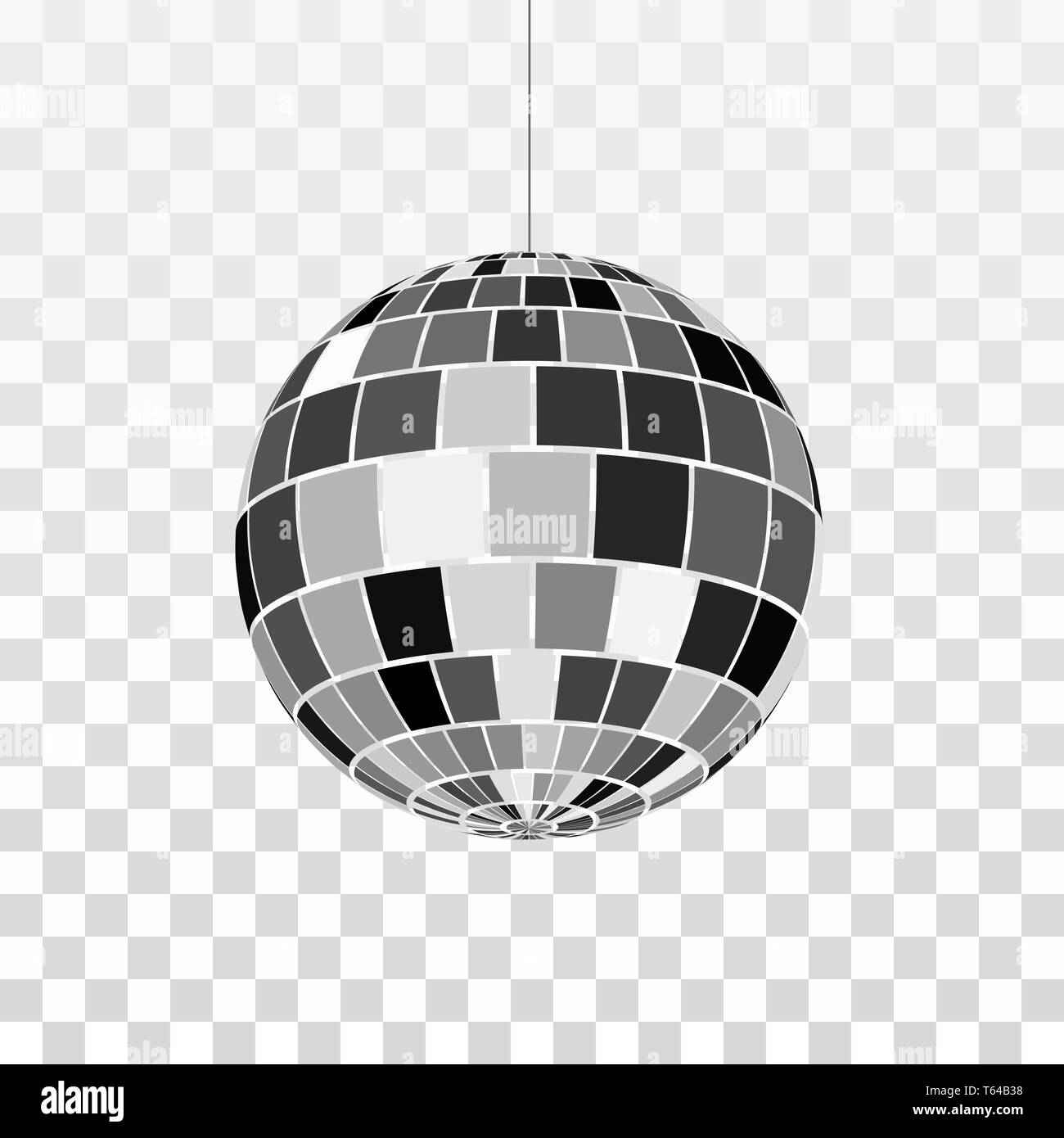 Discoteca o sfera dello specchio icona. Il simbolo della vita notturna. Discoteca retrò partito. Illustrazione di vettore isolato su sfondo trasparente Illustrazione Vettoriale