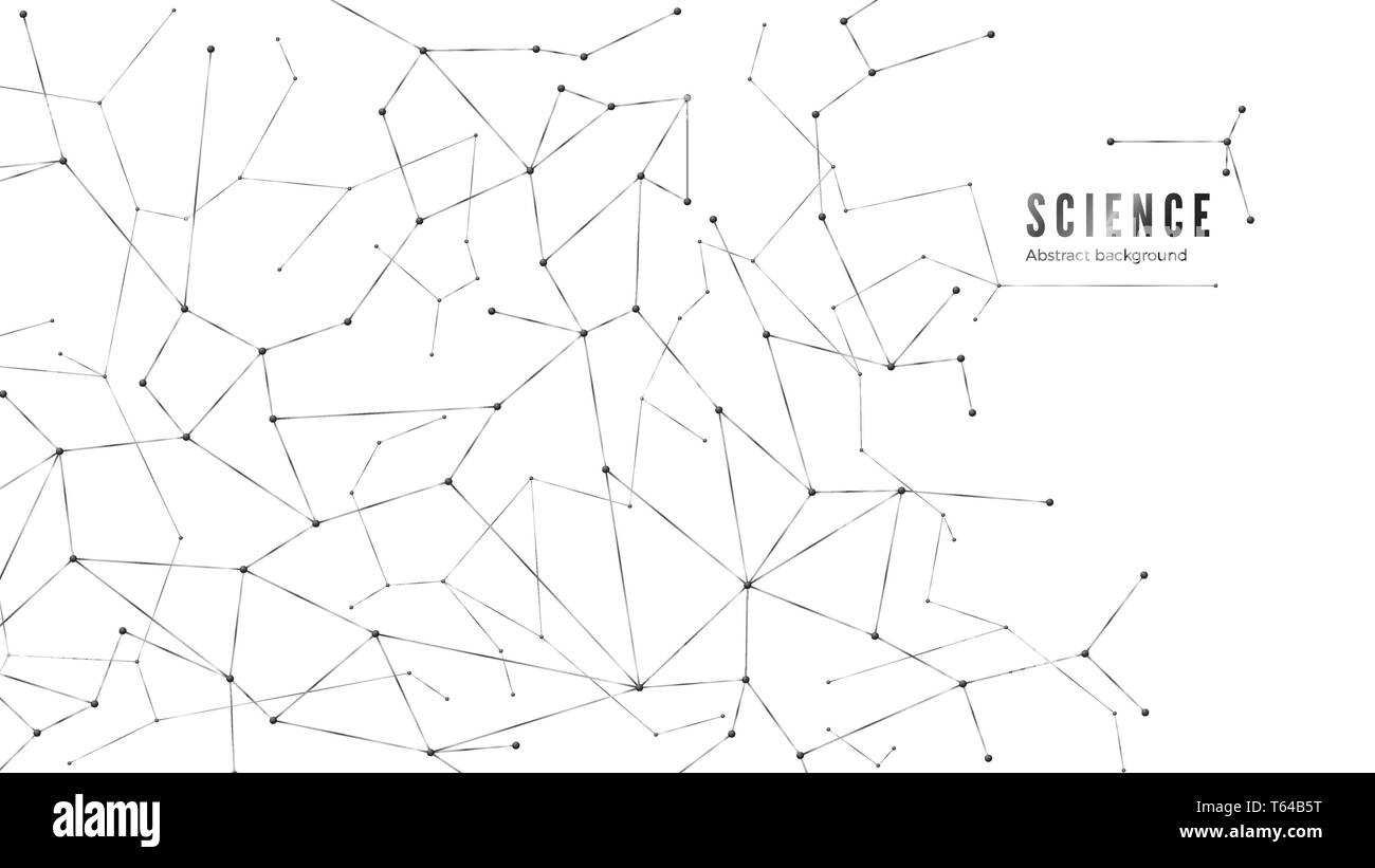 Plesso di collegamento della struttura. Scienza sfondo molecolare. Struttura di rete di nodi e linee. Illustrazione Vettoriale Illustrazione Vettoriale