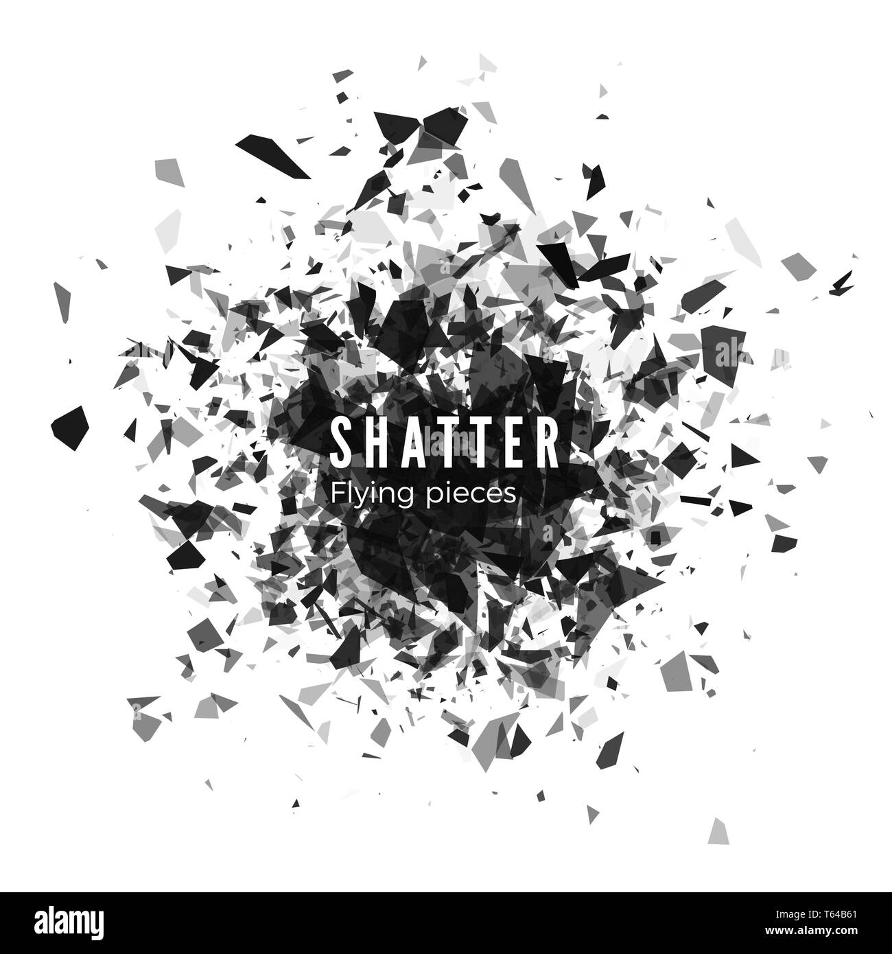 In frantumi e effetto di distruzione. Abstract il cloud di pezzi e di frammenti dopo l esplosione. Illustrazione di vettore isolato su sfondo bianco Illustrazione Vettoriale