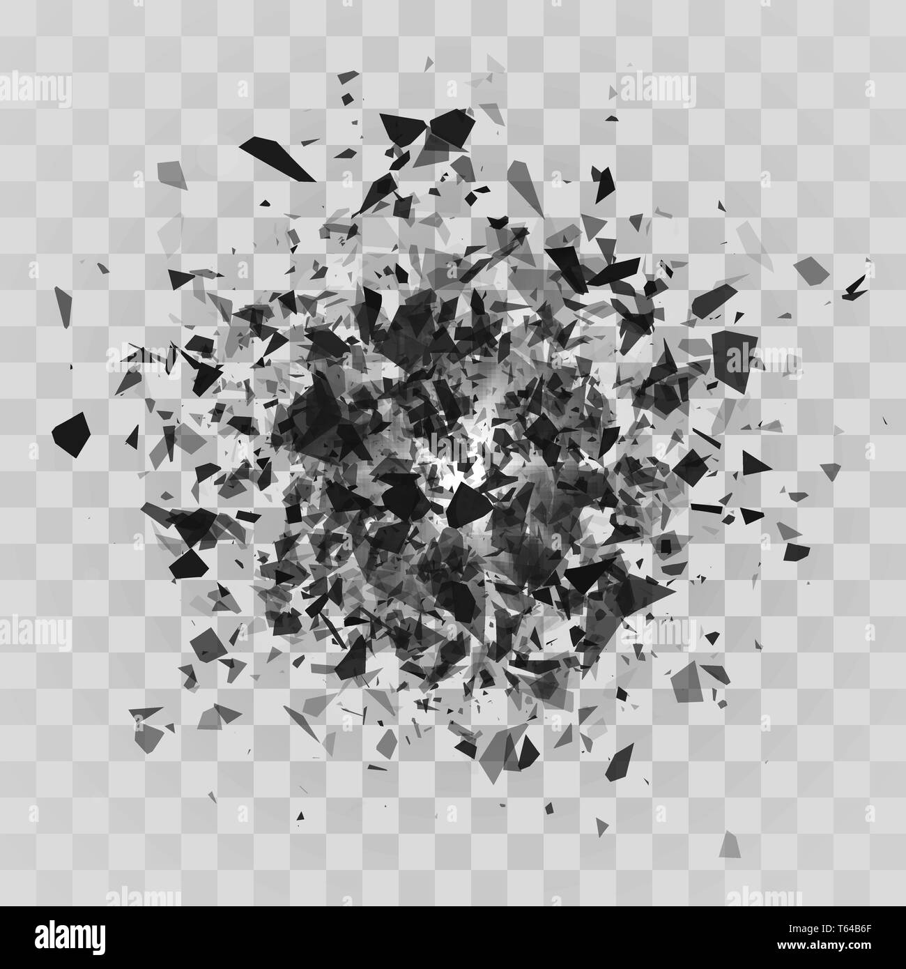 In frantumi e effetto di distruzione. Abstract il cloud di pezzi e di frammenti. Illustrazione di vettore isolato su sfondo trasparente Illustrazione Vettoriale