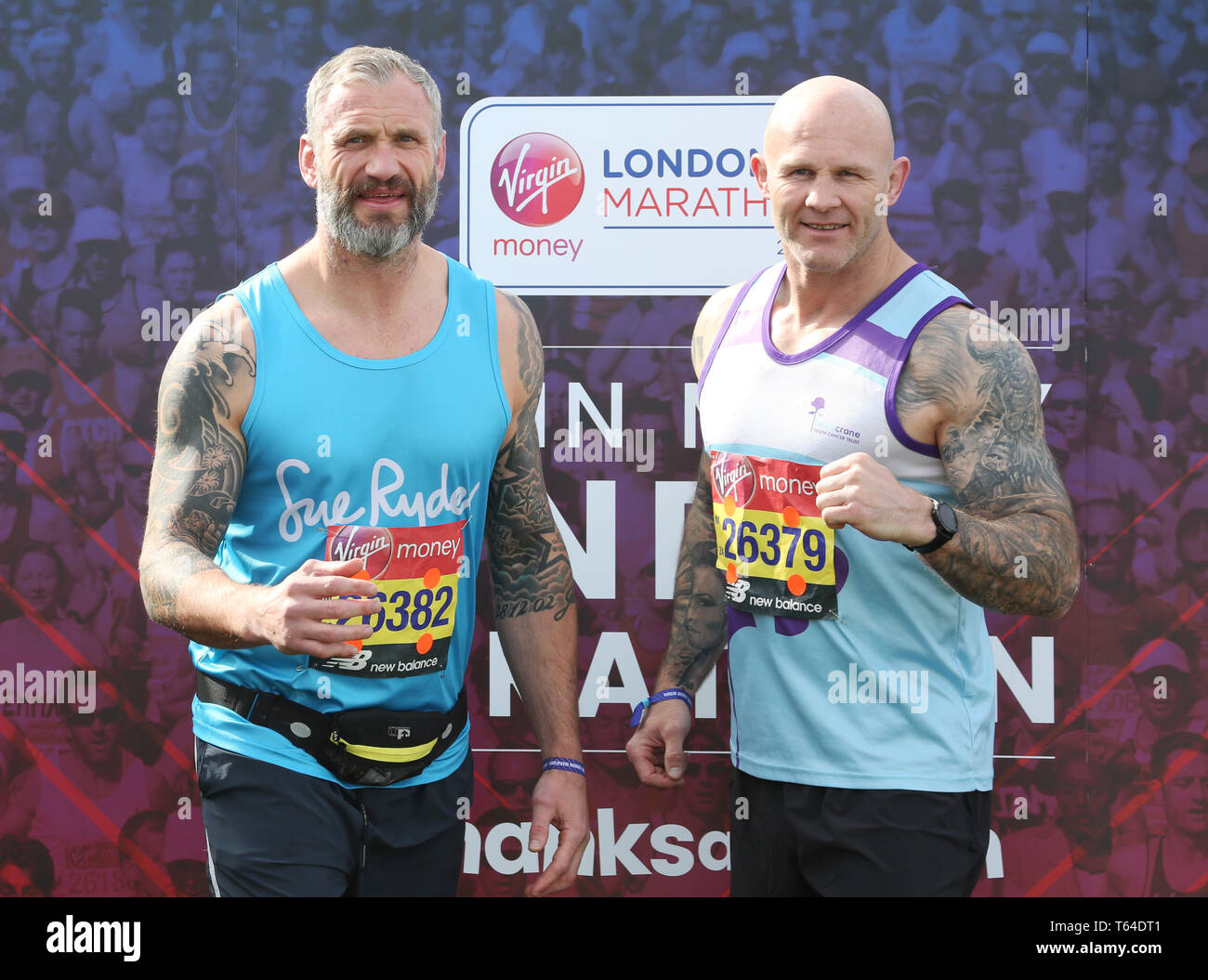 Jamie Peacock e Keith Senior presso il denaro VIRGIN LONDON MARATHON 2019 Foto Stock