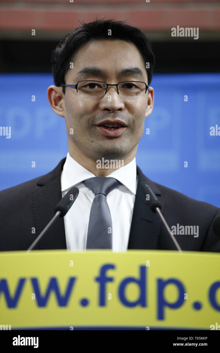 Il tedesco Partito liberale conferenza stampa. Foto Stock