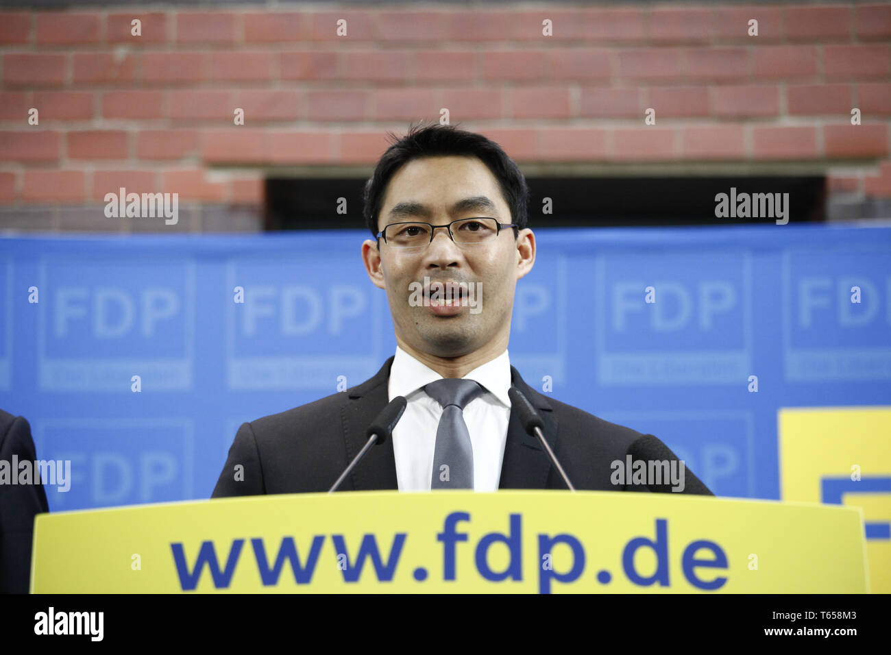 Il tedesco Partito liberale conferenza stampa. Foto Stock