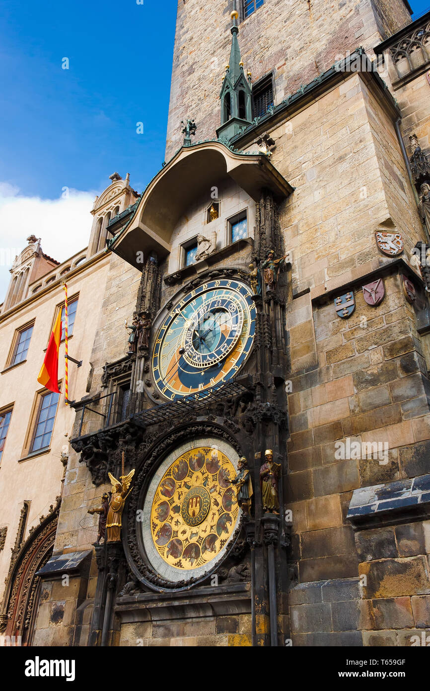 Molto affascinante vecchio orologio astronomico di Praga - Praga Orloj Foto Stock