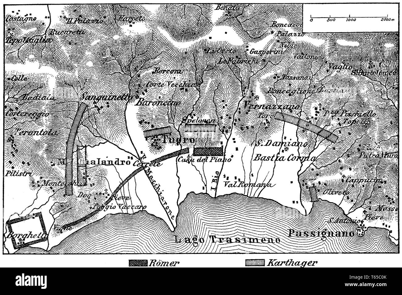 Piano di battaglia del Lago Trasimeno. Secondo Stürenburg, Foto Stock