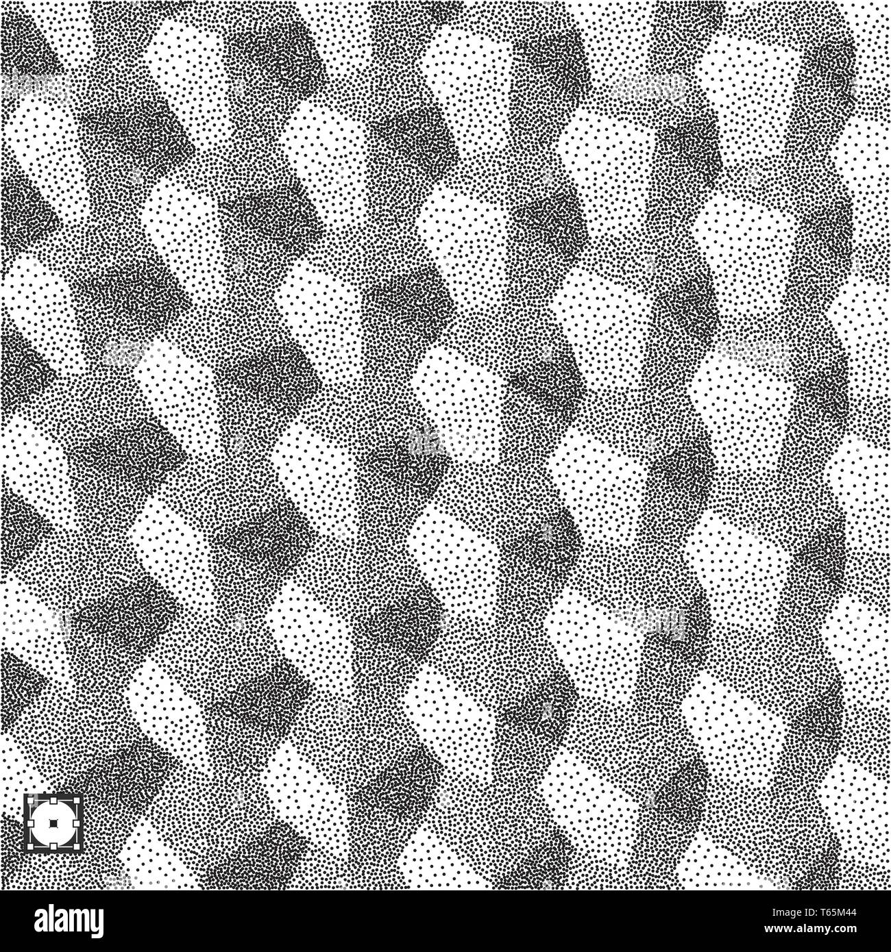 I triangoli geometrica dello sfondo. Mosaico. Bianco e nero design sgranate. Puntinismo pattern. Puntini effetto. Illustrazione Vettoriale. Illustrazione Vettoriale