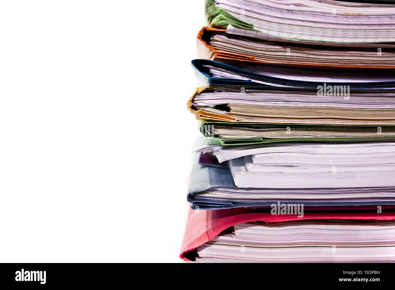 Le cartelle di file di scuola contenente materiale di apprendimento Foto Stock