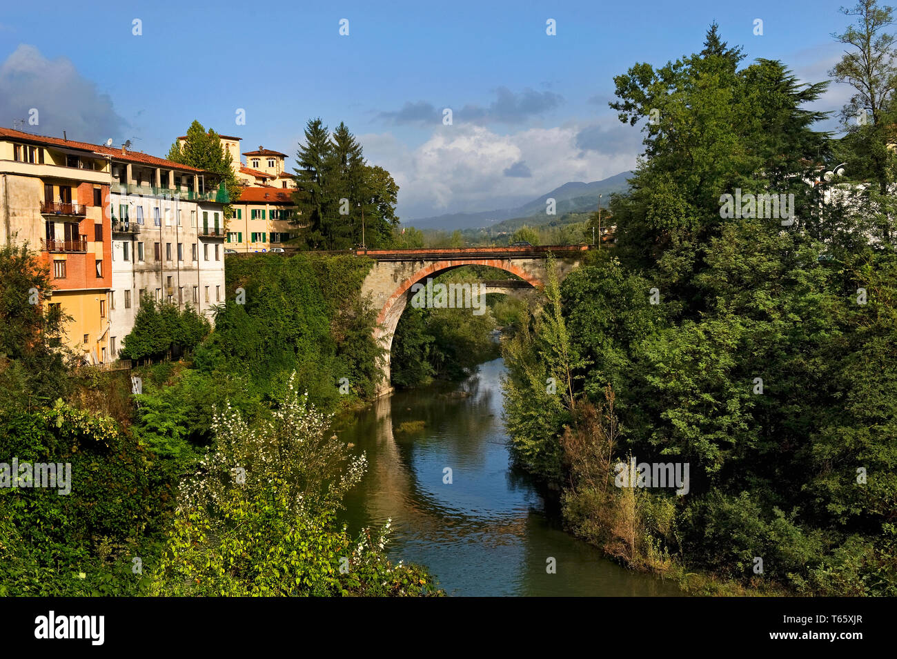 Castelnuovo di Garfagnana, una cittadina in provincia di Lucca, Toscana, Italia centrale. Foto Stock