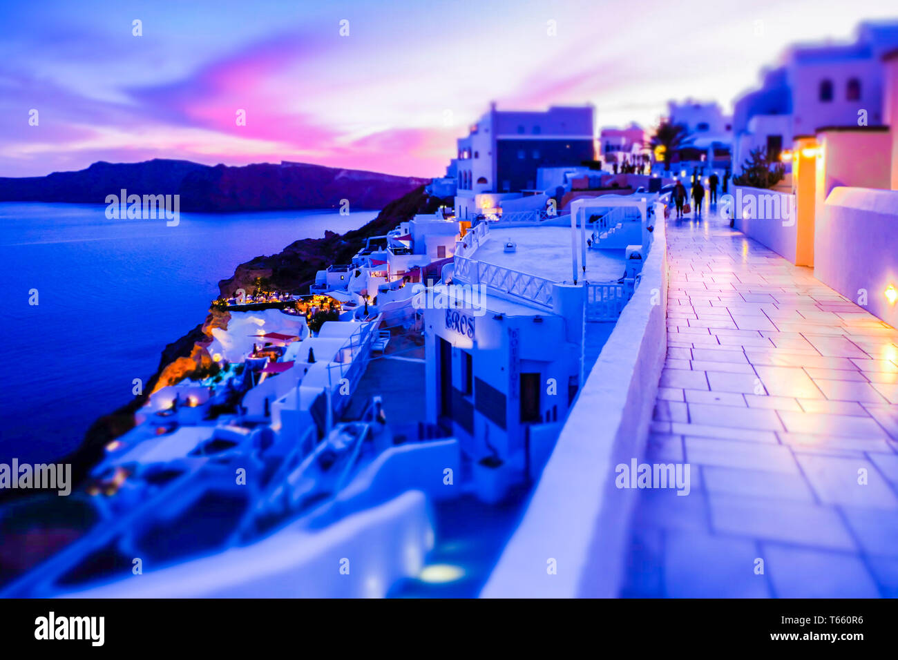 Oia. Santorini. Isole Cicladi. La Grecia. Foto Stock