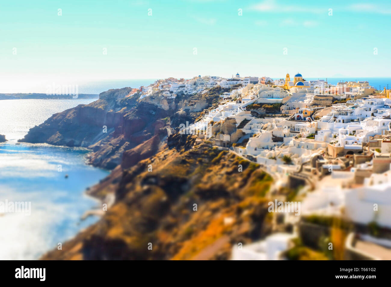 Oia. Santorini. Isole Cicladi. La Grecia. Foto Stock
