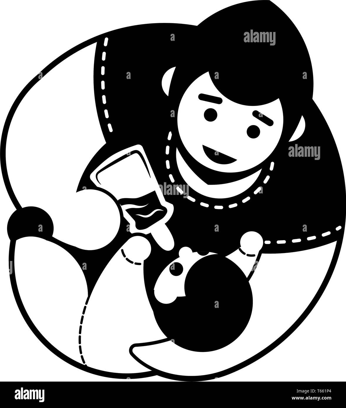 Padre e baby emblema un colore Illustrazione Vettoriale