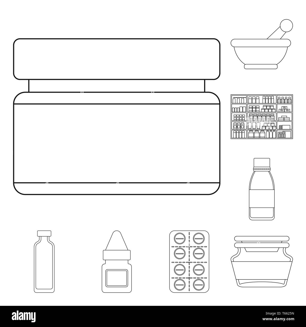 Bottiglia,ciotola,ripiani,fiala,pillola,in plastica, pestello,stock,scende,pack,cap,tradizionale,farmaco,cosmetici naturali,,vitamina,prescription,farmacia,ripiano,contenitore,round,prodotto,la bevanda,medicamento,,ayurvedic remedy,gel,antibiotico,farmacia,pharmaceutical,medicina,la salute,ospedale,guida,negozi,healthcare,trattamento,wellness,impostare,vettore,icona,immagine,isolato,raccolta,design,l'elemento,graphic,segno,contorno,linea vettori vettore , Illustrazione Vettoriale