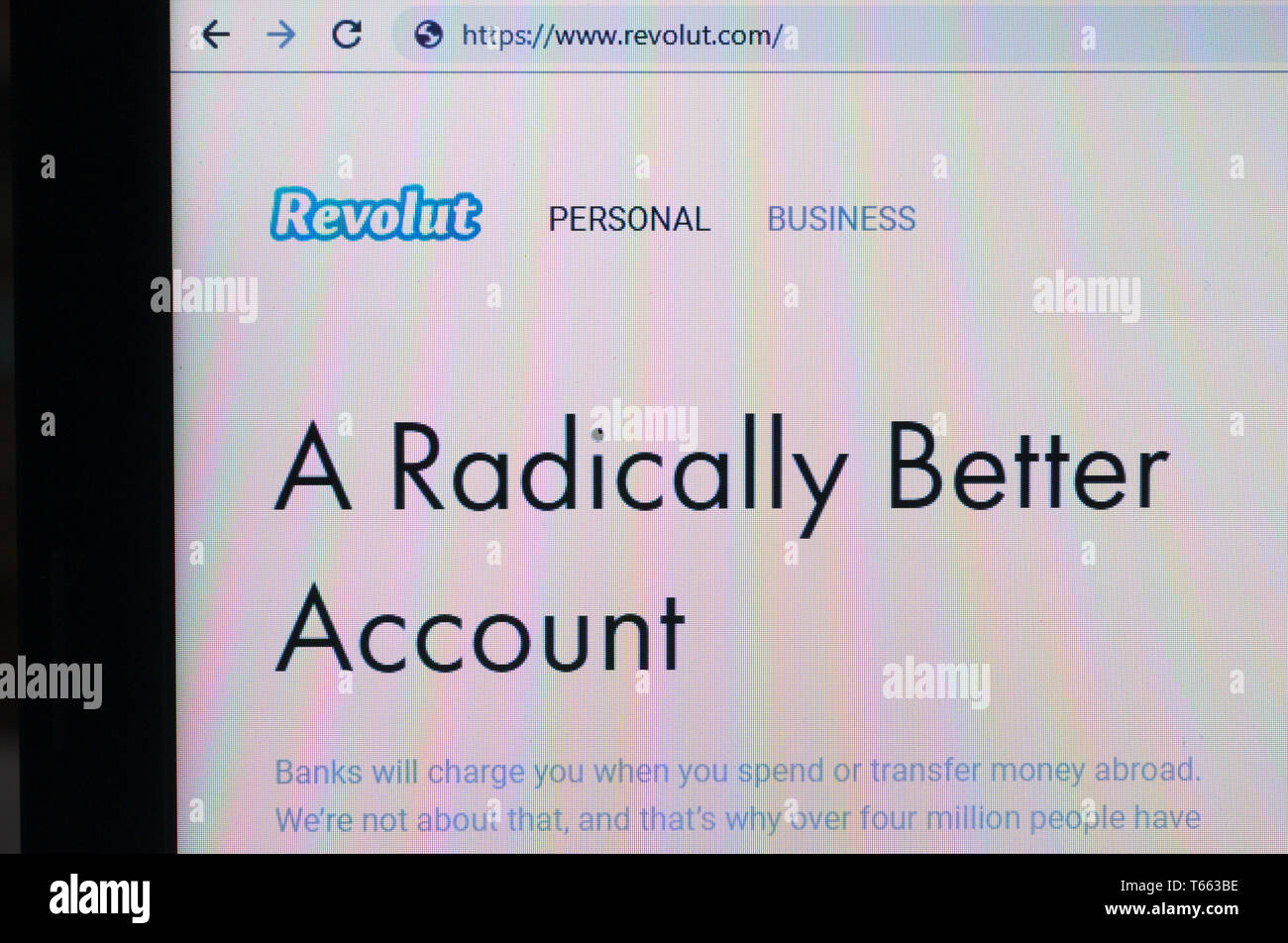 Revolut banca digitale screenshot del sito web Foto Stock