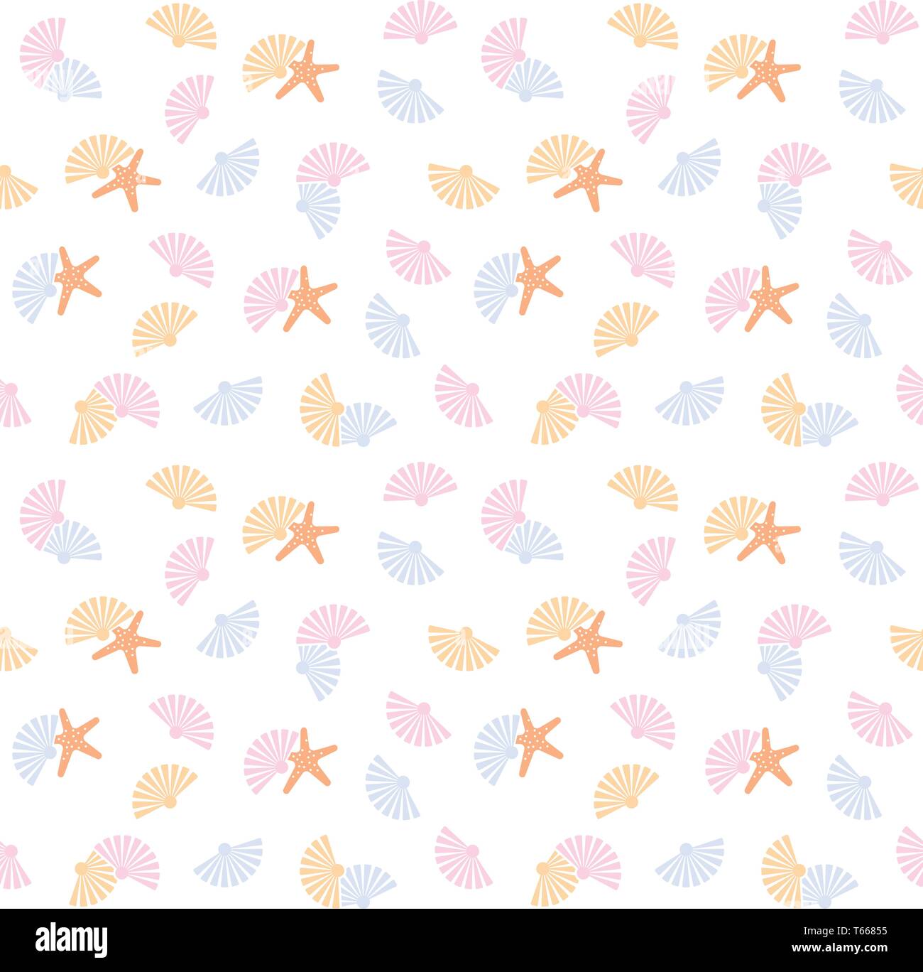 Cappesante e starfish seamless sfondo pattern illustrazione vettoriale Illustrazione Vettoriale