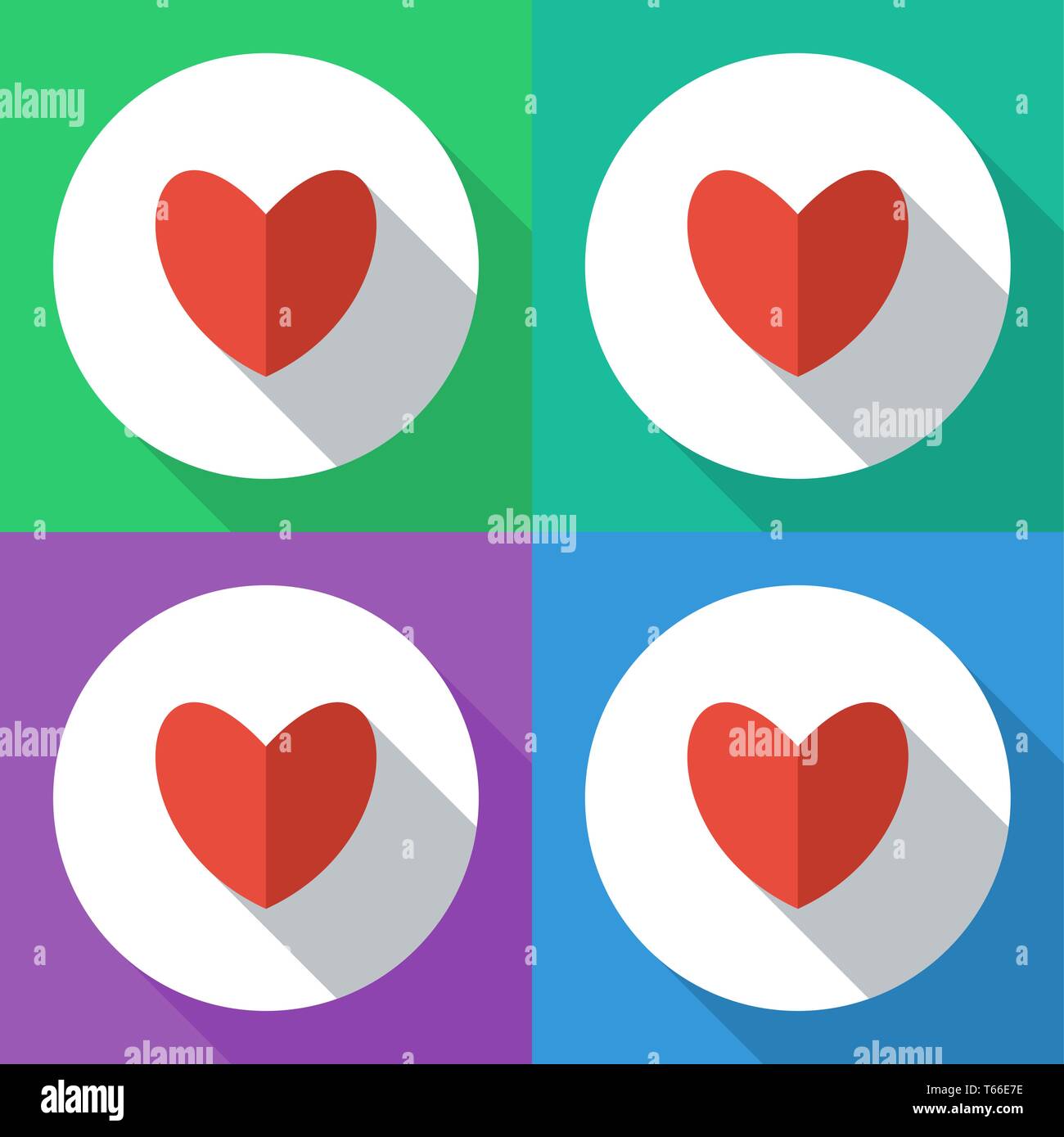 Cuore rosso. Set di icone colorate. Design piatto. Illustrazione di vettore per il design. Illustrazione Vettoriale