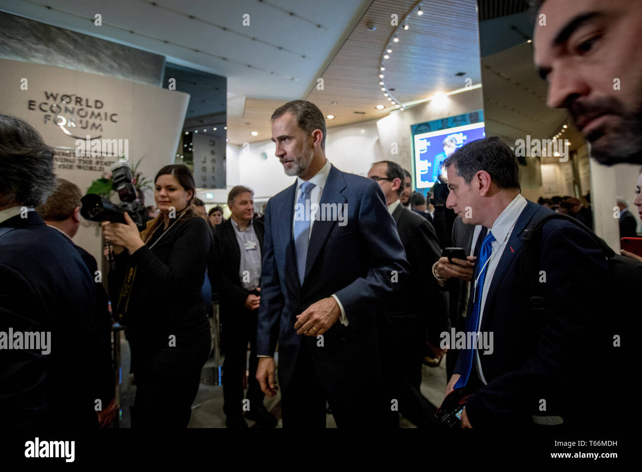 Il re Filippo VI di Spagna in occasione del Forum Economico Mondiale di Davos. Foto Stock