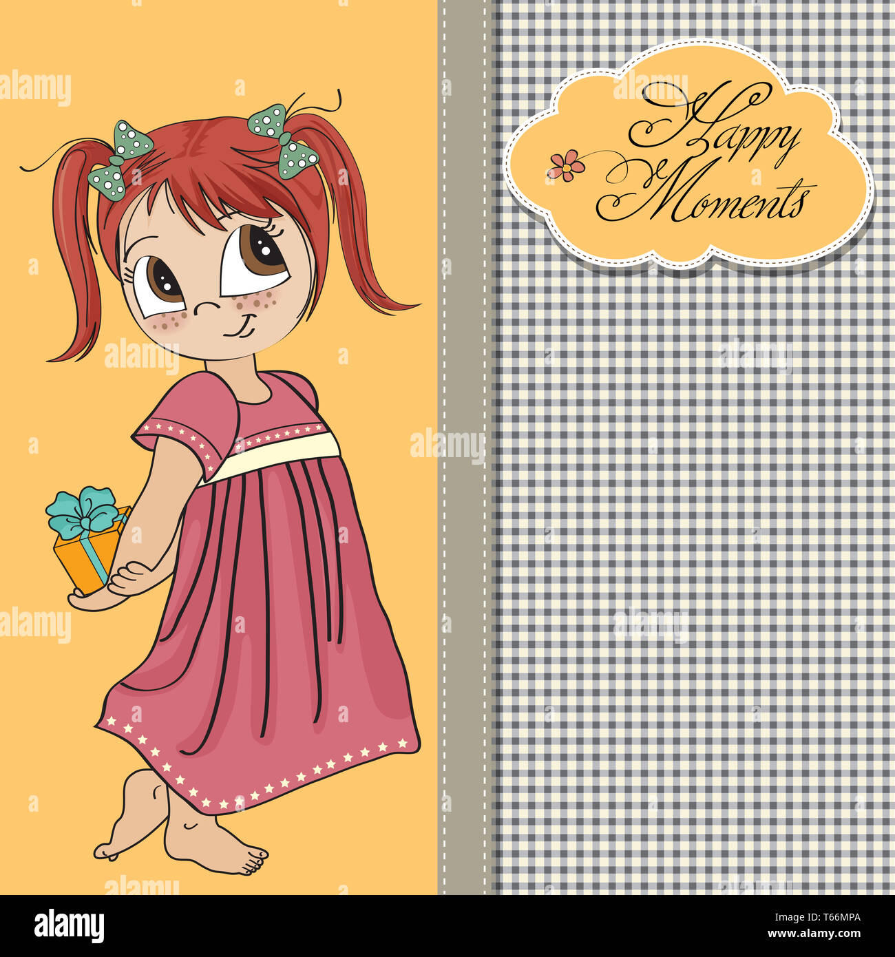 Bella ragazza giovane lei nascondere un regalo Foto Stock